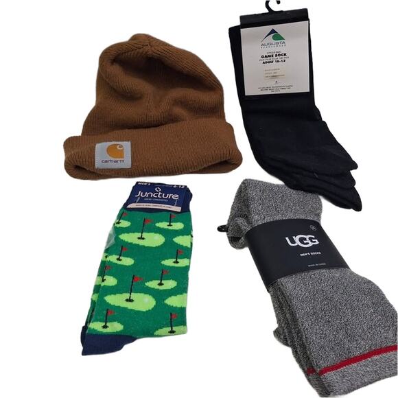 New Ugg Augusta Juncture Golfing Green Non Slip Men's Socks w bonus Carhart Cap - Picture 1 of 7